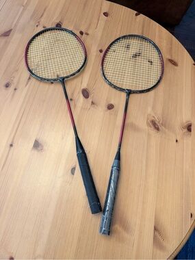 Pair of Black and Red Badminton Rackets — Recreational Set